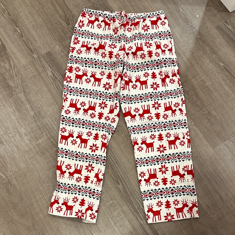 Hanna Andersson Red and White Reindeer Pajama Bottoms